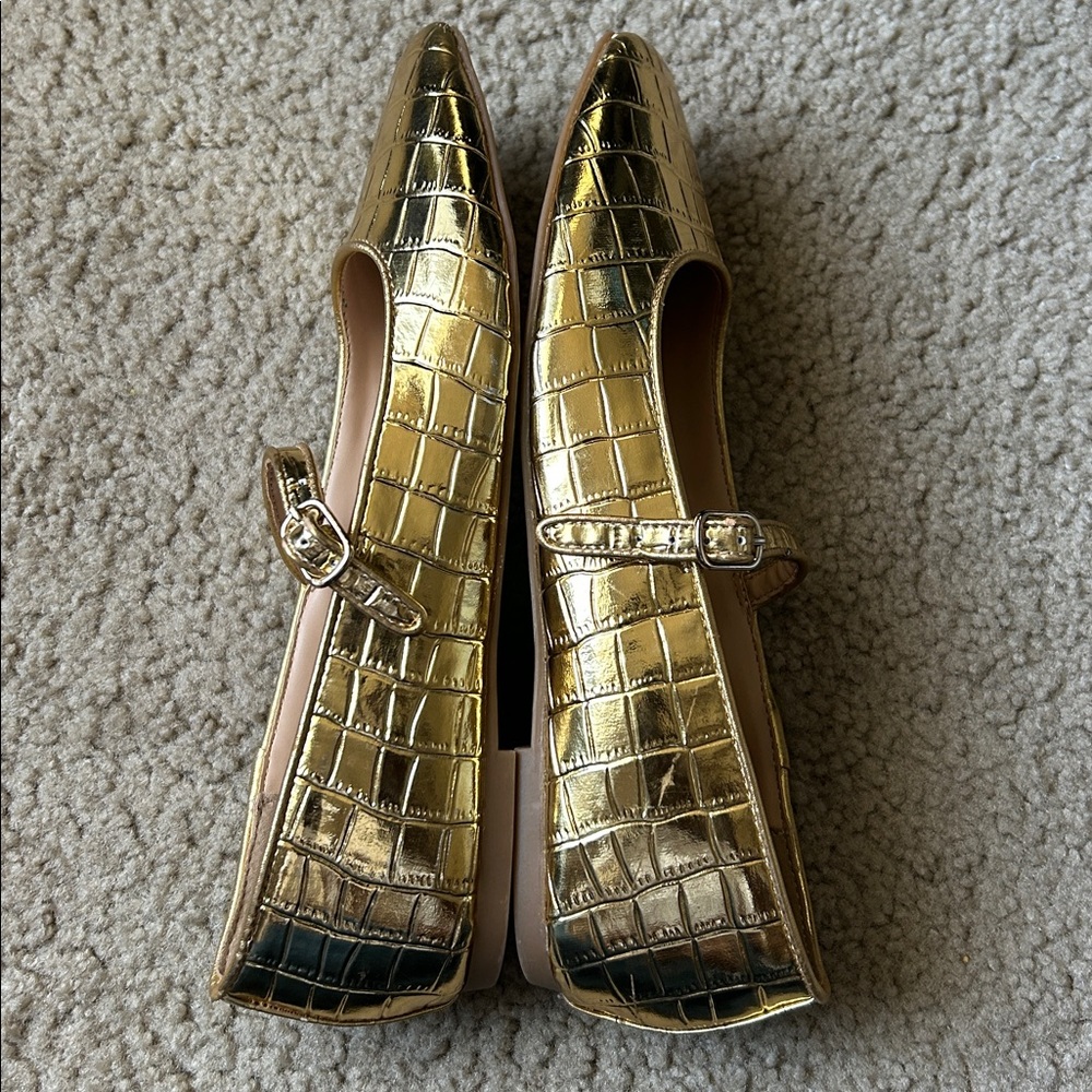 LOFT Gold Crocodile Pattern Flats - Picture 8 of 11
